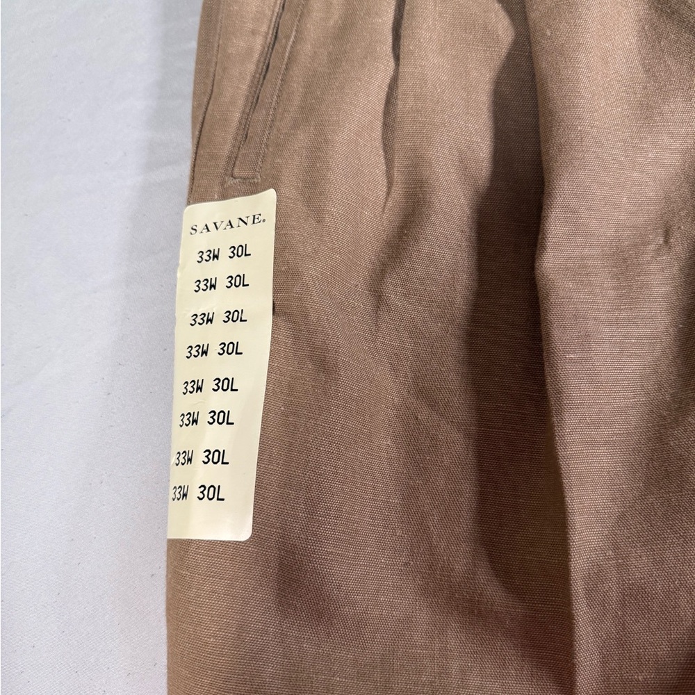 Savane Men's Classic Fit Pleated Pants in Light Brown - Picture 13 of 13